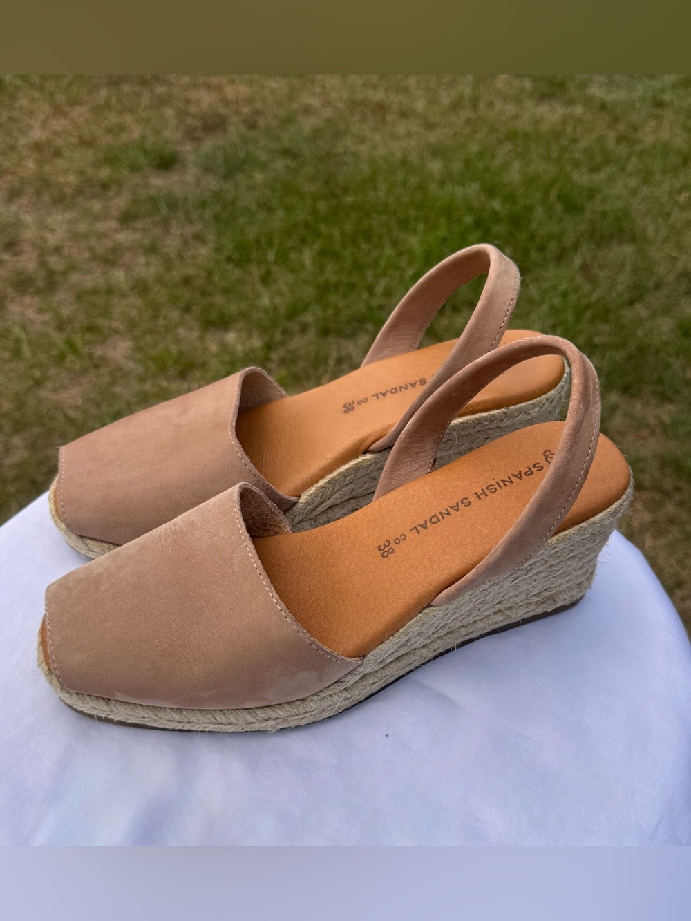 Ladies Spanish Sandal Suede Nude Espadrille Slingback Wedges